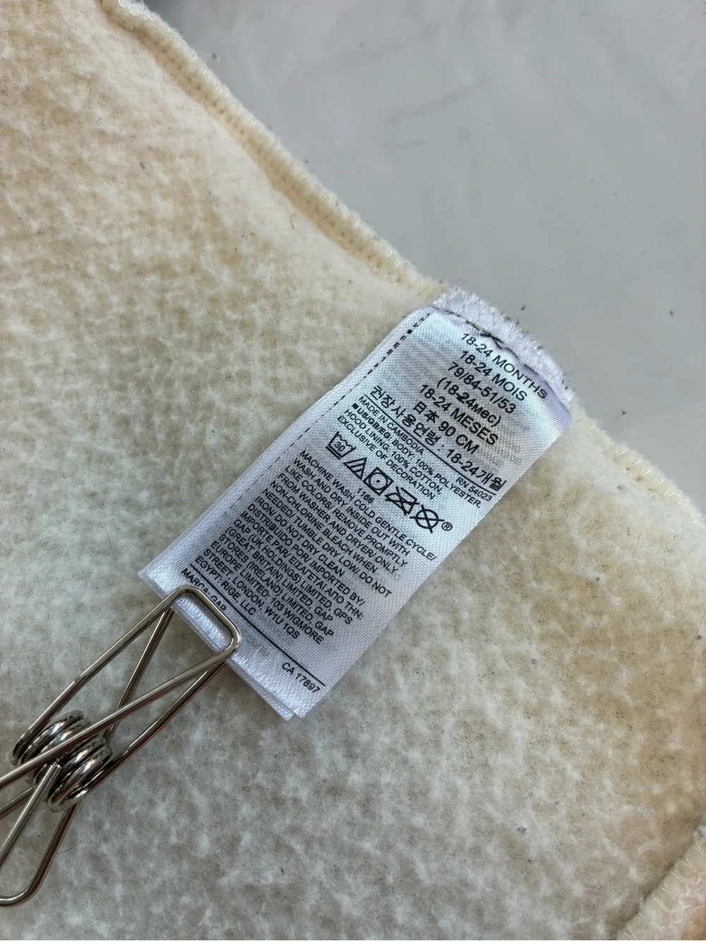 babyGap Sherpa Fleece Pullover Hoodie Ivory 18-24M Kangaroo Pocket Toddler